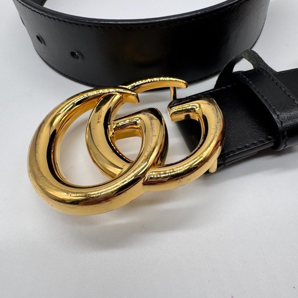 Gucci Authentic GG Marmont Wide Leather Black Belt 85 Preowned main image 5